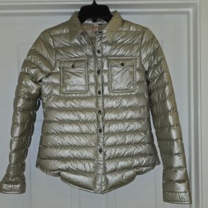Cotes Of London Metallic Light Gold Quilted Puffer Shacket
